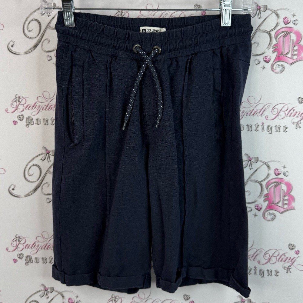 No Way Monday shorts, navy blue, dark, long Style Kids Navy Drawstring Shorts
